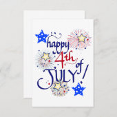 Glücklich 4. Juli! mit Feuerwerk und Sternen Begleitkarte (Vorne/Hinten)