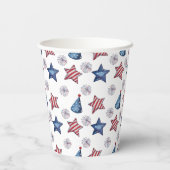 Glücklich 4. Juli Niedliche Party Muster Papier Cu Pappbecher (Rückseite)