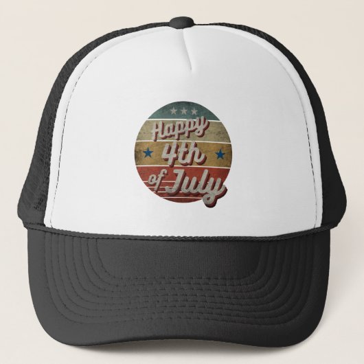 GLÜCKLICH 4. JULI TRUCKER HAT TRUCKERKAPPE (Vorderseite)