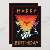 GLÜCKLICH 50. GEBURTSTAG FEIERUNG EINLADUNG (Vorne/Hinten)