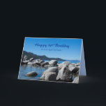 Glücklich 50. Geburtstag Son Mountain Lake Fotogra Karte<br><div class="desc">Eine fröhliche 50. Geburtstagskarte für einen besonderen Sohn mit einem Foto von Sand Harbour am Lake Tahoe im Sommer mit einer Gruppe von Felsen,  klarem blauem Wasser und entfernten Bergen. Sie können den Text und die Farbe im Inneren an Ihre Bedürfnisse anpassen.</div>