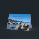 Glücklich 50. Geburtstag Son Mountain Lake Fotogra Karte<br><div class="desc">Eine fröhliche 50. Geburtstagskarte für einen besonderen Sohn mit einem Foto von Sand Harbour am Lake Tahoe im Sommer mit einer Gruppe von Felsen,  klarem blauem Wasser und entfernten Bergen. Sie können den Text und die Farbe im Inneren an Ihre Bedürfnisse anpassen.</div>