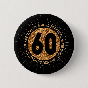 GLÜCKLICH 60. BIRTHTAG BUTTON
