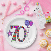 Glücklich 70. Geburtstag. Farblich 70. Tag Pappteller (Party)