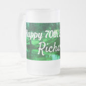 Glücklich 70. Geburtstag Landschaft Mattglas Bierglas (Vorderseite Links)