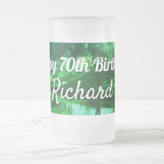 Glücklich 70. Geburtstag Landschaft Mattglas Bierglas (Mittel)
