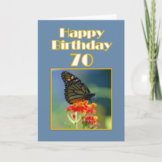 Glücklich 70. Geburtstag Monarch Butterfly Karte (Vorderseite)