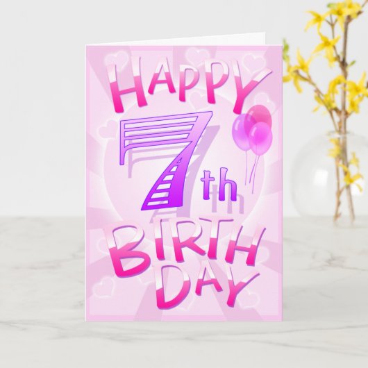 glücklich 7. Geburtstag Karte (Gelbe Blume)