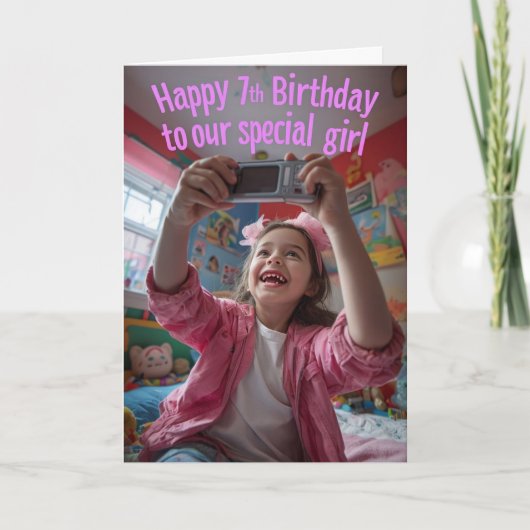 glücklich 7. Geburtstag Karte (Vorderseite)