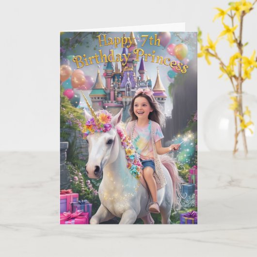 glücklich 7. Geburtstag Karte (Gelbe Blume)