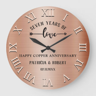 glücklich 7. Hochzeitstag Copper Jubiläum Große Wanduhr