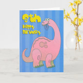 Glücklich 8. Geburtstag Pink Dinosaurier Karte (Gelbe Blume)