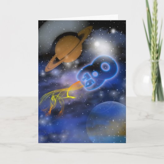 Glücklich 8. Geburtstag Plantet's Boy, Outerspace Karte (Vorderseite)