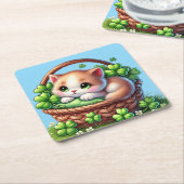 Glücklich Adorable Kitten St. Patricks Day! Rechteckiger Pappuntersetzer (angewinkelt)