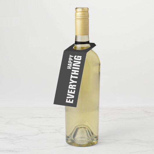 GLÜCKLICH ALLES auf schwarz Flaschenanhänger (Angewinkelt)