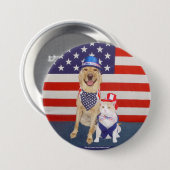 Glücklich am 4. Juli!! Button (Vorne & Hinten)