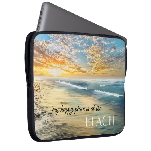 Glücklich am Beach Laptop-Sieb Laptopschutzhülle (Vorne Rechts)