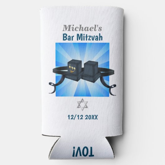 Glücklich Bar Mitzvah 20XX Tefillin Mazel Tov! Selters Dosenkühler (Rückseite)