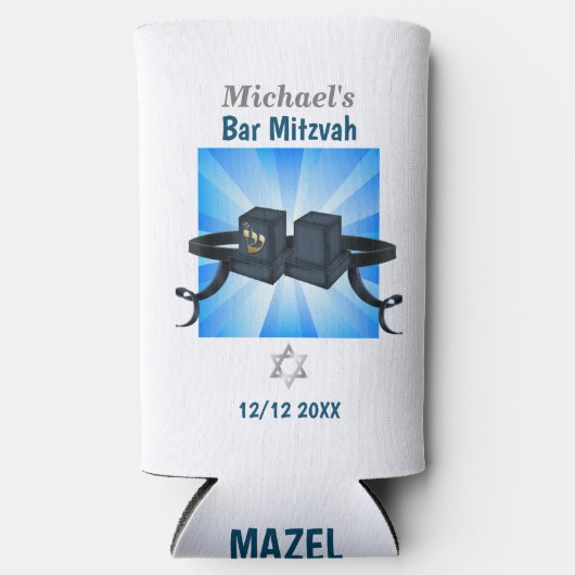 Glücklich Bar Mitzvah 20XX Tefillin Mazel Tov! Selters Dosenkühler (Vorderseite)