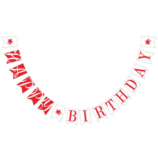 GLÜCKLICH BIRTHDAY Chic Red and White Wimpelkette (Alle)