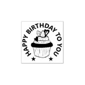 GLÜCKLICH BIRTHDAY CUPCAKE RUBBER BRIEFMARKE GUMMISTEMPEL (Prägung)