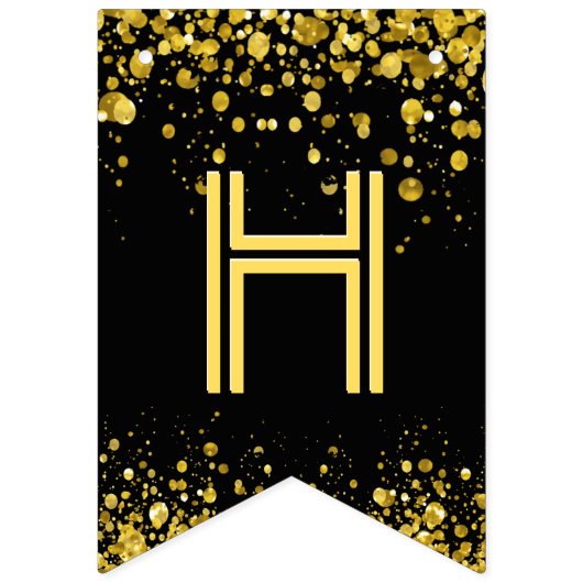 ☆ GLÜCKLICH BIRTHDAY Gold Confetti Wimpelkette (Zweite Fahne)