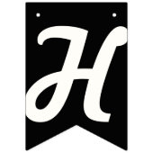 GLÜCKLICH BIRTHDAY ® WHITE SCRIPT TEXT AUF SCHWARZ WIMPELKETTE (Zweite Fahne)