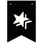 GLÜCKLICH BIRTHDAY ® WHITE SCRIPT TEXT AUF SCHWARZ WIMPELKETTE (Erste Fahne)