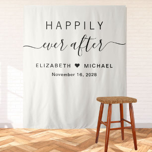 Glücklich bis ans Ende der Zeit Cream Hochzeitsemp Wandteppich