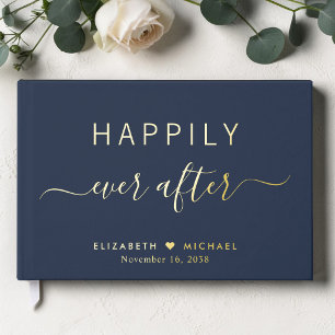 Glücklich bis ans Ende der Zeit Navyblaue Hochzeit Gästebuch