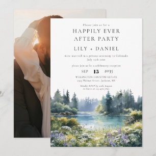 Glücklich bis ans Ende Foto Waldsee Hochzeit Einladung