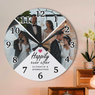 Glücklich bis ans Ende ihrer Tage Moderne Collage  Runde Wanduhr