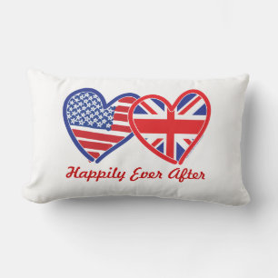 Glücklich bis ans Ende Union Jack/USA Herzen Lendenkissen