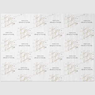 Glücklich bis ans Lebensende Gold Kalligrafie Verl Seidenpapier