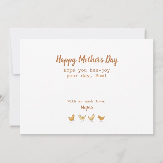 Glücklich bist du meine Mama Hen and Chicks Karte (Rückseite)
