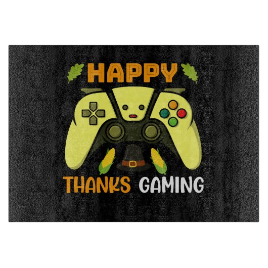Glücklich dank Gaming Funny Schneidebrett (Vorderseite)