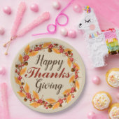 Glücklich dank Herbstverlustes Kranz Pappteller (Party)