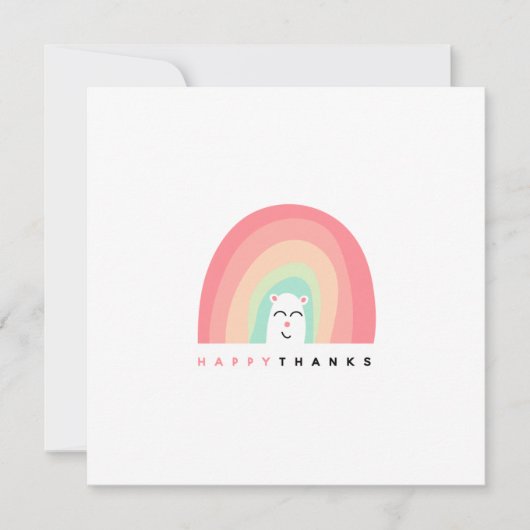 Glücklich dank Niedliches Rainbow Animal Personali Dankeskarte (Vorderseite)