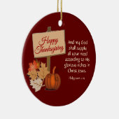 GLÜCKLICH DANKEN, DASS mein Gott BURGUNDY liefert Keramik Ornament (Rechts)