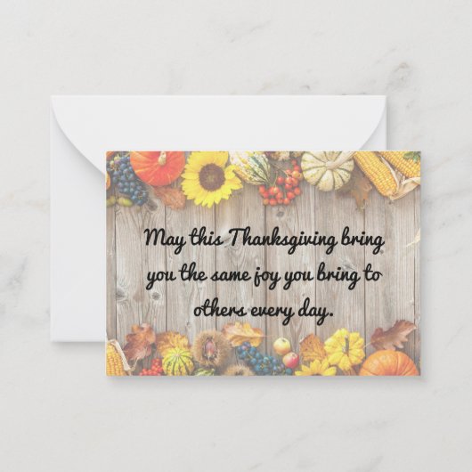 glücklich dankend rustikales Holz Traditioneller U Mitteilungskarte (Rückseite)