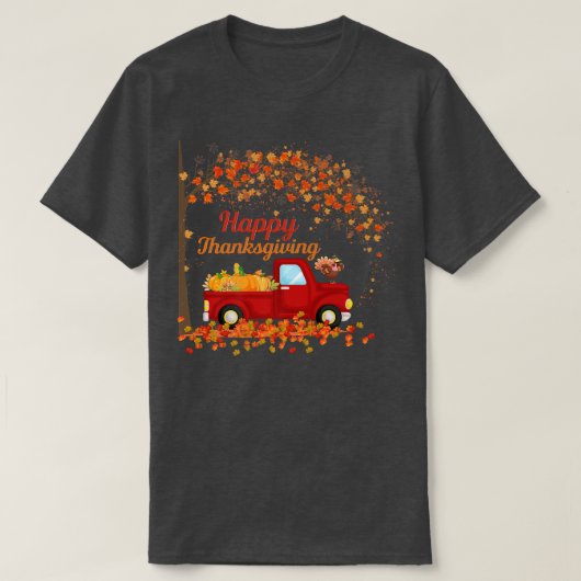 GLÜCKLICH DANKSGEGEBEN FALL RED TRUCK HERBSTLAUBS  T-Shirt (Design vorne)