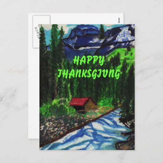 GLÜCKLICH DANKSGIVING CABIN Postkarte (Vorne/Hinten)
