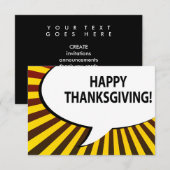 GLÜCKLICH DANKSGIVING! Comic-Blase Einladung (Vorne/Hinten)