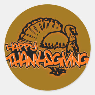GLÜCKLICH DANKSGIVING DESIGN RUNDER AUFKLEBER