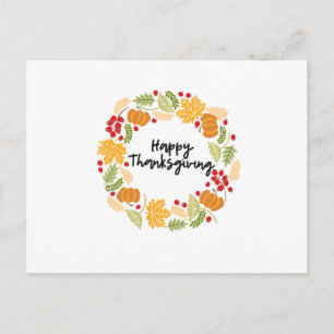 GLÜCKLICH DANKSGIVING, Erntedank Kranz, Niedlich Feiertagspostkarte