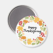 GLÜCKLICH DANKSGIVING, Erntedank Kranz, Niedlich Magnet (Vorderseite/Rückseite)
