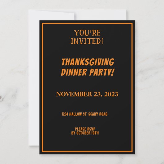 GLÜCKLICH DANKSGIVING FAMILIENABENDESSEN PARTY EINLADUNG (Rückseite)