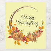 GLÜCKLICH DANKSGIVING Ferienkürme Herbstläufe Weinetikett (Einzelnes Label)