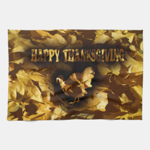 GLÜCKLICH DANKSGIVING - Goldene Blätter & Türkei Handtuch