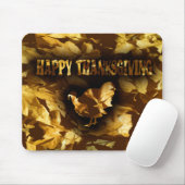 GLÜCKLICH DANKSGIVING - Goldene Blätter & Türkei Mousepad (Mit Mouse)